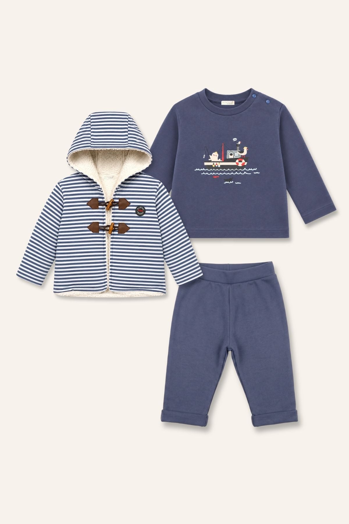 BABY BOY COAT T-SHIRT PANTS SET
