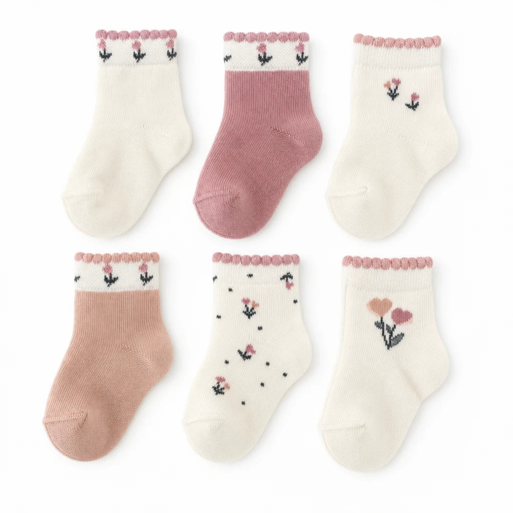CSYC1012 6 PCS FLORAL SOCKS MIX